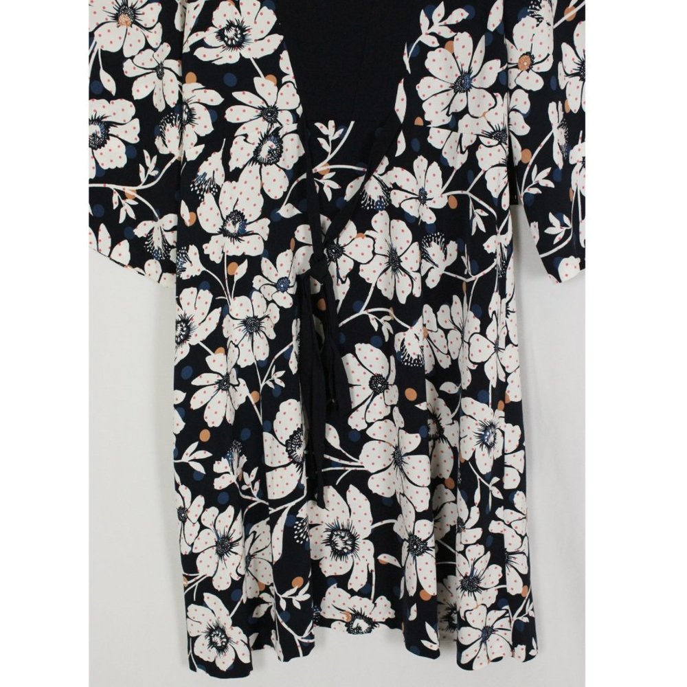 NWT Eloquii Navy Floral Tie-Back Waist Dress - Picture 9 of 12